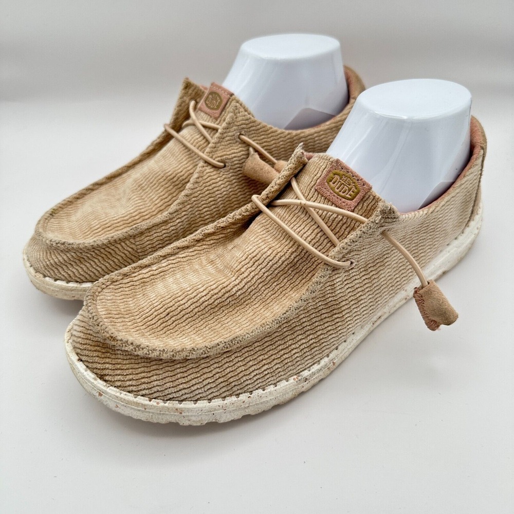 Hey Dude Wendy Wave Corduroy Comfort Shoes Womens 10 Cream Taupe Camping Fishing